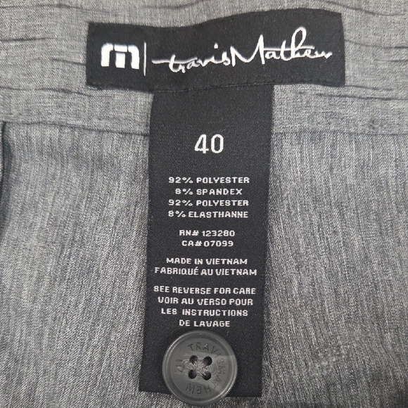 Travis Mathew Men's Flat Front Shorts in Charcoal and Light Gray - Picture 5 of 16